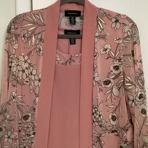 R&M Richards Sleeveless Floral Jacket Dress With Detachable Necklace, Pink, 12.